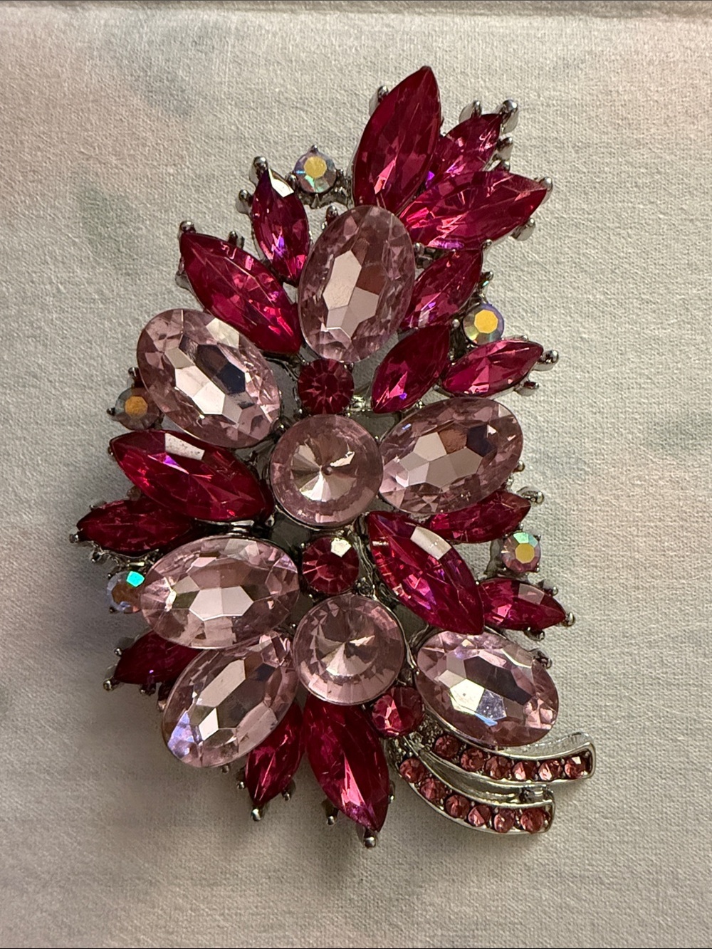 Pink Crystal Floral Statement Brooch Gorgeous- Evening- Occasions brooches